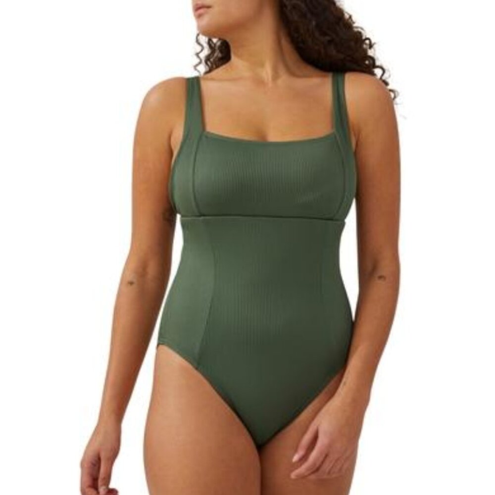Cotton on Women's Ribbed Convertible One-Piece Swimsuit - Warm Khaki Rib